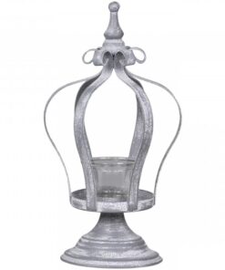 Alternative view of Kroon op voet theelichthouder grijs