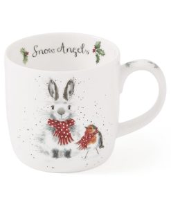 Alternative view of Snow Angel Rabbit and Robin mug
