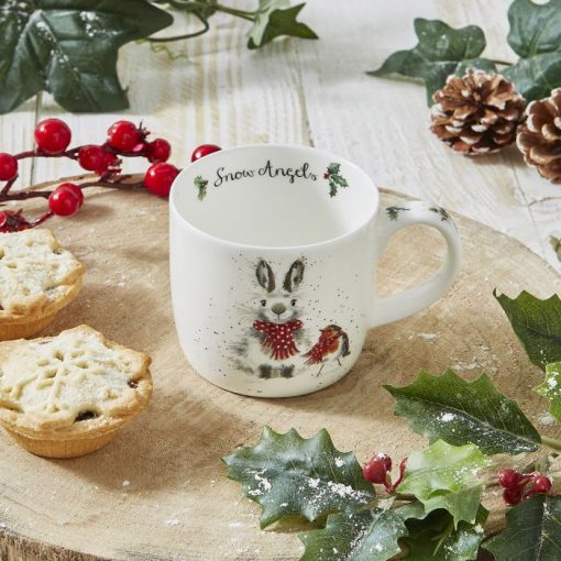 Snow Angel Rabbit and Robin mug