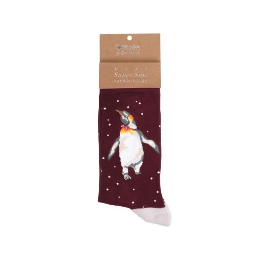 Christmas King penguin men's socks